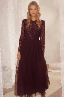 Needle & Thread Holding LTD Amalie Bodice Long Sleeve Ankle Gown