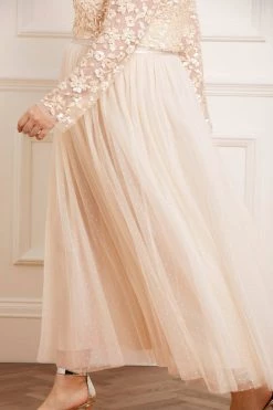 Needle & Thread Holding LTD Amalie Bodice Long Sleeve V-Neck Ankle Gown