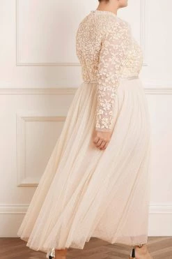 Needle & Thread Holding LTD Amalie Bodice Long Sleeve V-Neck Ankle Gown