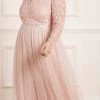 Needle & Thread Holding LTD Amalie Bodice Long Sleeve V-Neck Ankle Gown