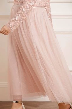 Needle & Thread Holding LTD Amalie Bodice Long Sleeve V-Neck Ankle Gown