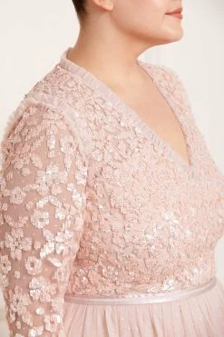 Needle & Thread Holding LTD Amalie Bodice Long Sleeve V-Neck Ankle Gown