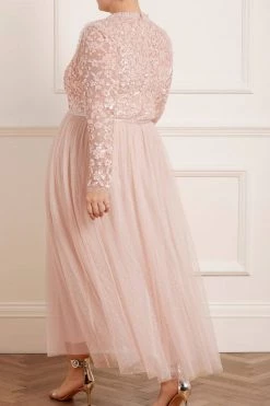 Needle & Thread Holding LTD Amalie Bodice Long Sleeve V-Neck Ankle Gown