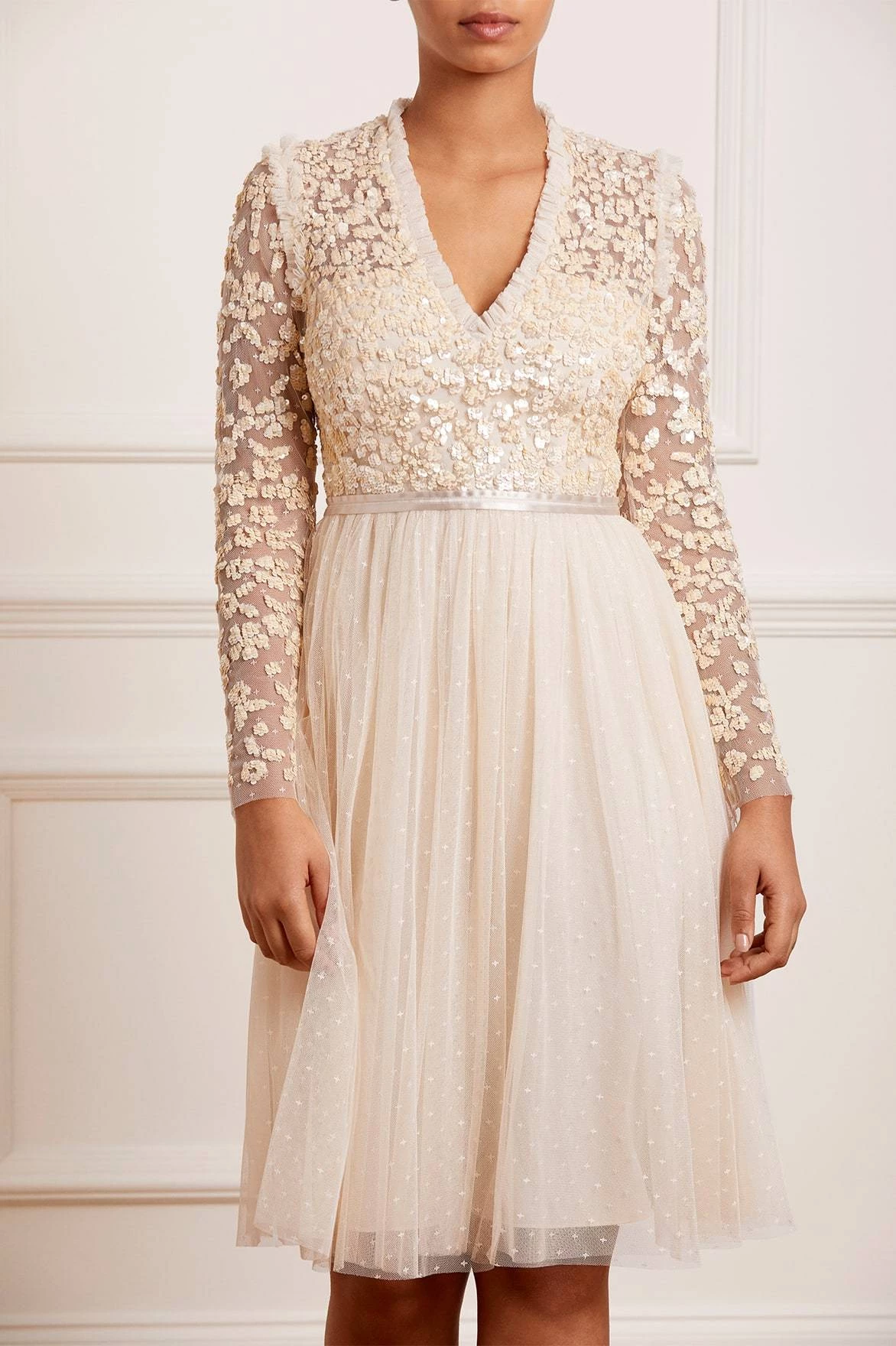 Needle & Thread Holding LTD Amalie Bodice Long Sleeve V-Neck Midi Dress All - Womenswear 3 Needle & Thread Holding LTD Amalie Bodice Long Sleeve V-Neck Midi Dress All - Womenswear