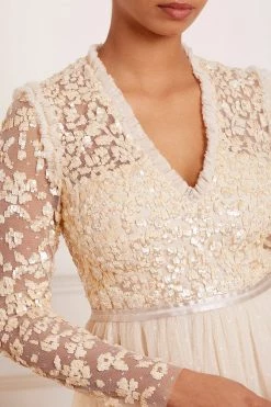 Needle & Thread Holding LTD Amalie Bodice Long Sleeve V-Neck Midi Dress All - Womenswear 14 Needle & Thread Holding LTD Amalie Bodice Long Sleeve V-Neck Midi Dress All - Womenswear