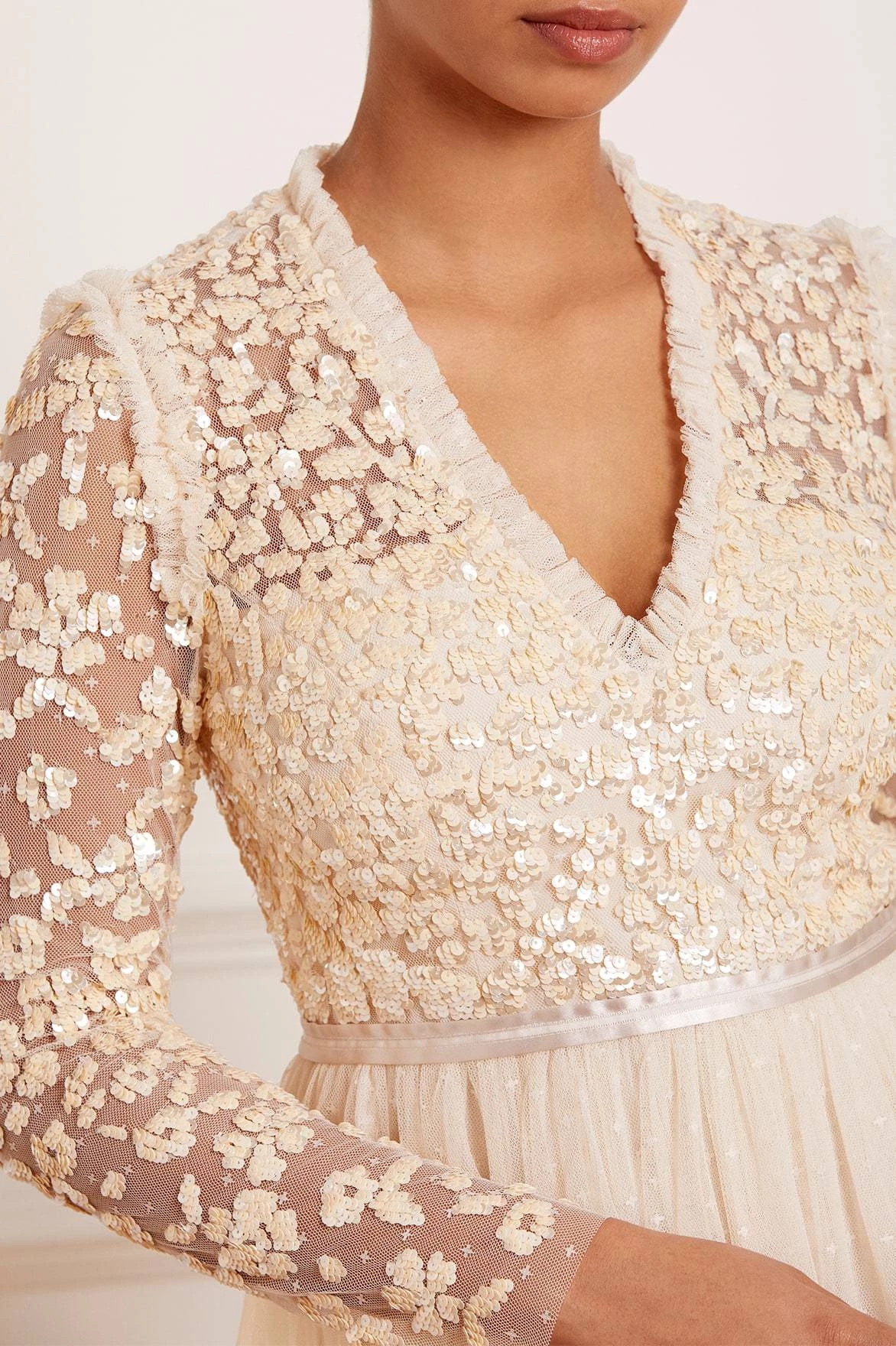 Needle & Thread Holding LTD Amalie Bodice Long Sleeve V-Neck Midi Dress All - Womenswear 7 Needle & Thread Holding LTD Amalie Bodice Long Sleeve V-Neck Midi Dress All - Womenswear