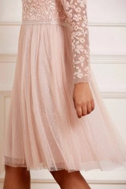 Needle & Thread Holding LTD Amalie Bodice Long Sleeve V-Neck Midi Dress All - Womenswear