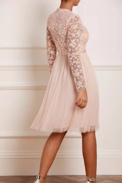 Needle & Thread Holding LTD Amalie Bodice Long Sleeve V-Neck Midi Dress All - Womenswear