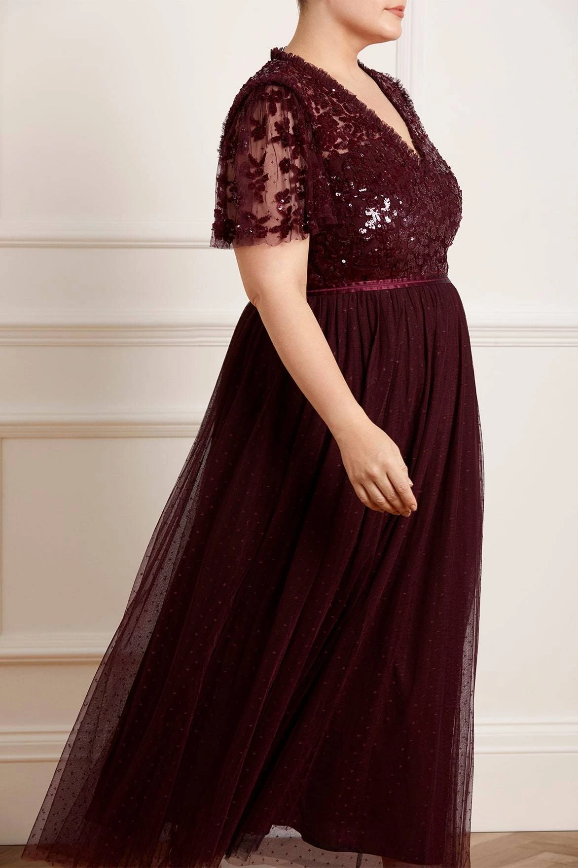 Needle & Thread Holding LTD Amalie Bodice Short Sleeve V-Neck Ankle Gown 2 Needle & Thread Holding LTD Amalie Bodice Short Sleeve V-Neck Ankle Gown