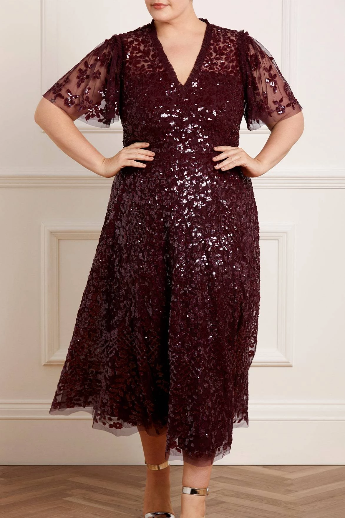 Needle & Thread Holding LTD Amalie Sequin V-Neck Ballerina Dress 1 Needle & Thread Holding LTD Amalie Sequin V-Neck Ballerina Dress