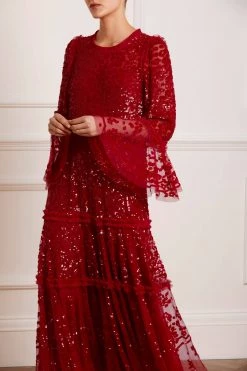 Needle & Thread Holding LTD Annie Sequin Tiered Ankle Gown All - Womenswear