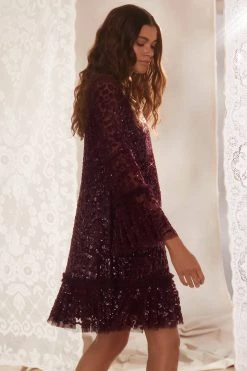 Needle & Thread Holding LTD Annie Sequin Tiered Mini Dress