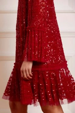 Needle & Thread Holding LTD Annie Sequin Tiered Mini Dress