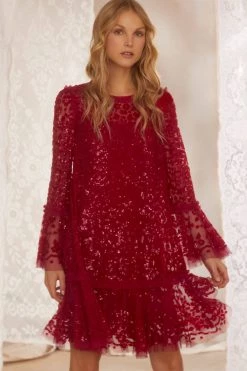 Needle & Thread Holding LTD Annie Sequin Tiered Mini Dress