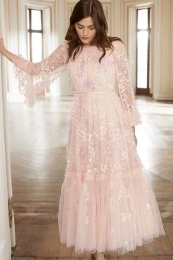 Needle & Thread Holding LTD Audrey Long Sleeve Ankle Gown