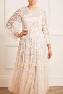 Needle & Thread Holding LTD Audrey Long Sleeve Ankle Gown