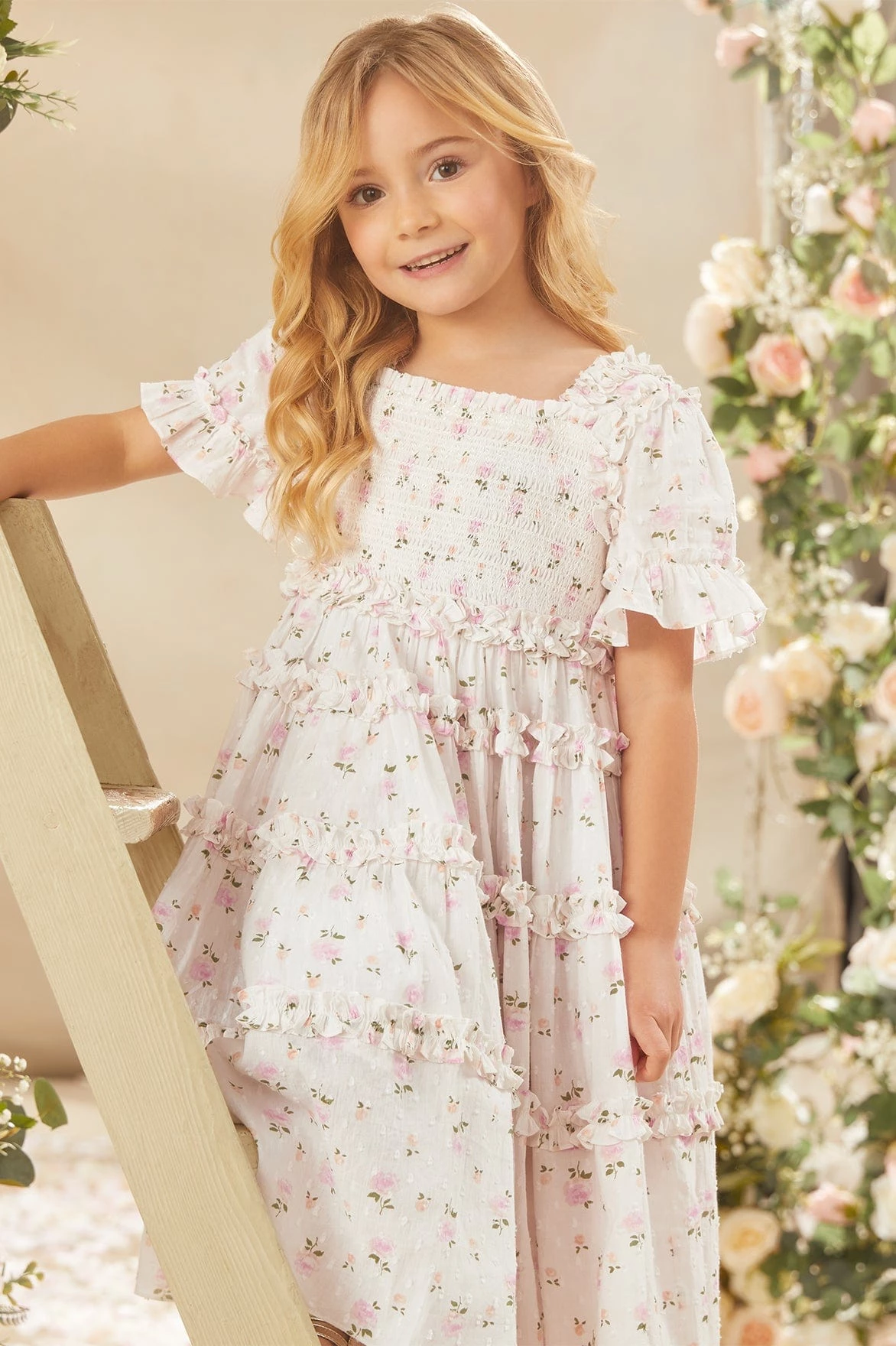 Needle & Thread Holding LTD All-Kids Bijou Rose Cotton Smocked Kids Dress 1 Needle & Thread Holding LTD All-Kids Bijou Rose Cotton Smocked Kids Dress