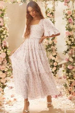 Needle & Thread Holding LTD Bijou Rose Smocked Day Ankle Gown
