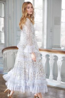 Needle & Thread Holding LTD Celia Long Sleeve Ankle Gown