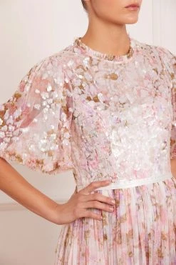 Needle & Thread Holding LTD All - Womenswear Darling Meadow Sequin Bodice Short Sleeve Ankle Gown