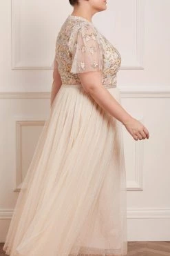 Needle & Thread Holding LTD Emma Ditsy Bodice V-Neck Ankle Gown All - Womenswear