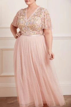 Needle & Thread Holding LTD All - Womenswear Emma Ditsy Bodice V-Neck Ankle Gown