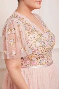 Needle & Thread Holding LTD All - Womenswear Emma Ditsy Bodice V-Neck Ankle Gown