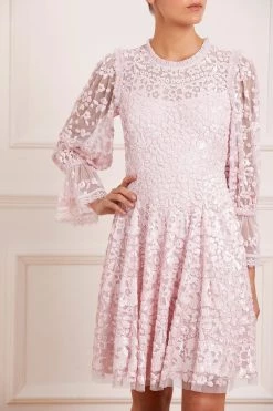 Needle & Thread Holding LTD Filigree Lace Sequin Mini Dress All - Womenswear