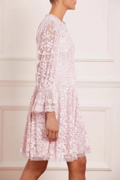 Needle & Thread Holding LTD Filigree Lace Sequin Mini Dress All - Womenswear