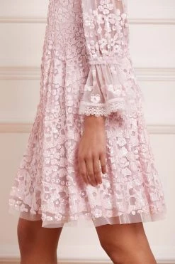 Needle & Thread Holding LTD Filigree Lace Sequin Mini Dress All - Womenswear