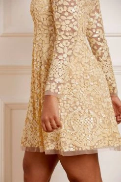 Needle & Thread Holding LTD Floral Daze Sequin Micro Mini Dress