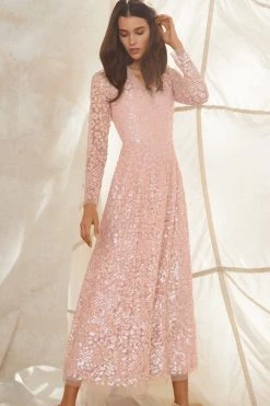 Needle & Thread Holding LTD All - Womenswear Floral Daze Sequin V-Neck Ankle Gown