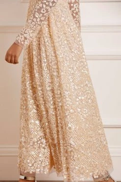 Needle & Thread Holding LTD Floral Daze Sequin V-Neck Ankle Gown