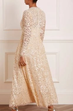 Needle & Thread Holding LTD Floral Daze Sequin V-Neck Ankle Gown