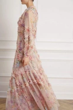 Needle & Thread Holding LTD All - Womenswear Floral Diamond Ruffle Gown