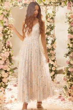 Needle & Thread Holding LTD Floral Evermore Sequin Cami Ankle Gown