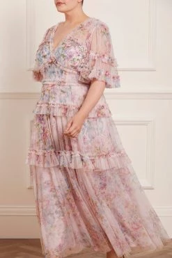 Needle & Thread Holding LTD New Arrivals Floral Wonder V-Neck Ankle Gown