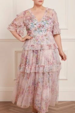 Needle & Thread Holding LTD New Arrivals Floral Wonder V-Neck Ankle Gown