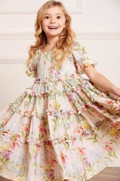 Needle & Thread Holding LTD Iris Bloom Cotton Smocked Kids Dress