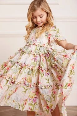 Needle & Thread Holding LTD Iris Bloom Cotton Smocked Kids Dress