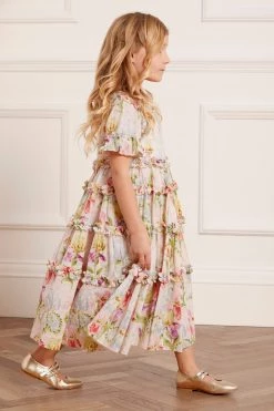 Needle & Thread Holding LTD Iris Bloom Cotton Smocked Kids Dress