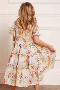 Needle & Thread Holding LTD Iris Bloom Cotton Smocked Kids Dress