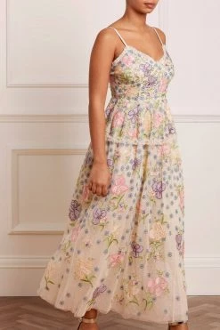Needle & Thread Holding LTD Iris Embroidered Cami Ankle Gown