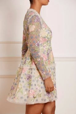 Needle & Thread Holding LTD All - Womenswear Iris Embroidered V-Neck Micro Mini Dress