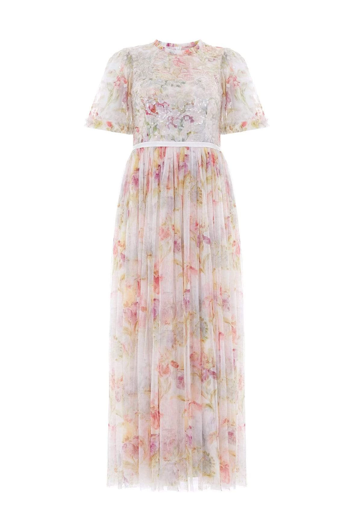 Needle & Thread Holding LTD Iris Sequin Bodice Short Sleeve Round Neck Ankle Gown All - Womenswear 2 Needle & Thread Holding LTD Iris Sequin Bodice Short Sleeve Round Neck Ankle Gown All - Womenswear