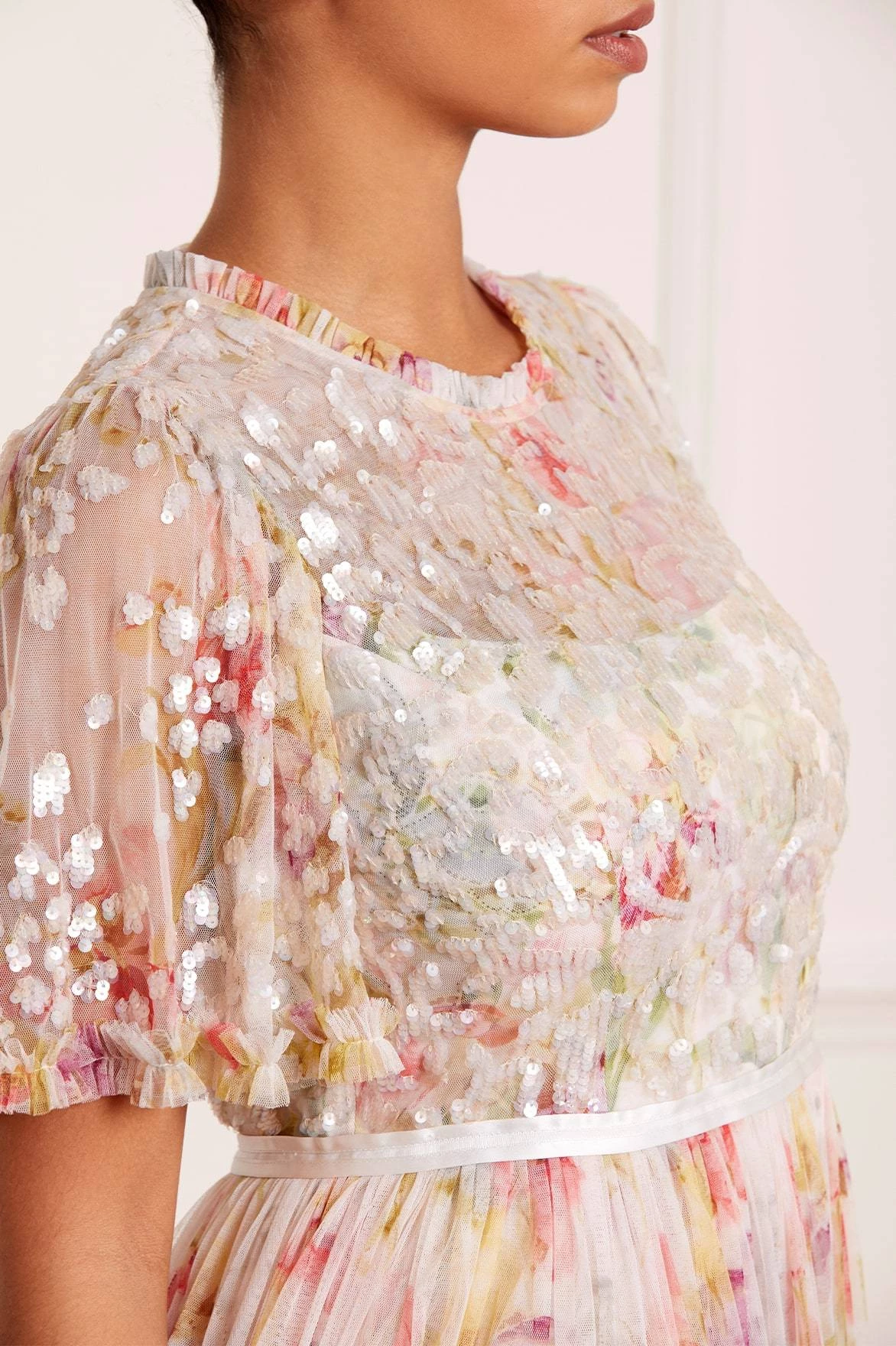 Needle & Thread Holding LTD Iris Sequin Bodice Short Sleeve Round Neck Ankle Gown All - Womenswear 8 Needle & Thread Holding LTD Iris Sequin Bodice Short Sleeve Round Neck Ankle Gown All - Womenswear