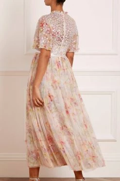 Needle & Thread Holding LTD All - Womenswear Iris Sequin Bodice Short Sleeve V-Neck Ankle Gown