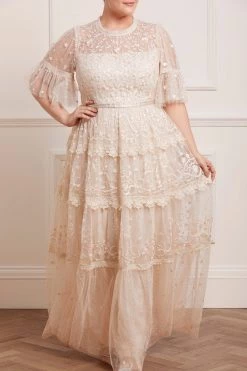 Needle & Thread Holding LTD Midsummer Lace Round Neck Gown