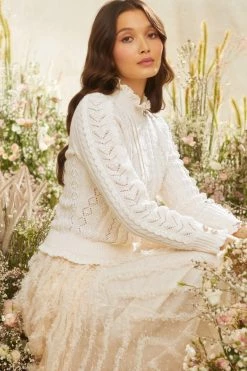 Needle & Thread Holding LTD All - Womenswear Mixed Stitch Crochet Trim Short Jumper