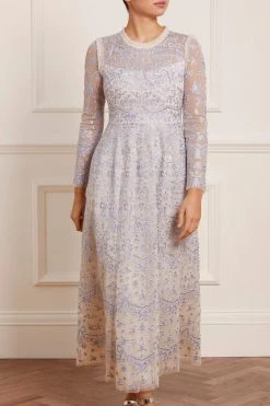 Needle & Thread Holding LTD New Arrivals Ribbon Lace Long Sleeve Ankle Gown